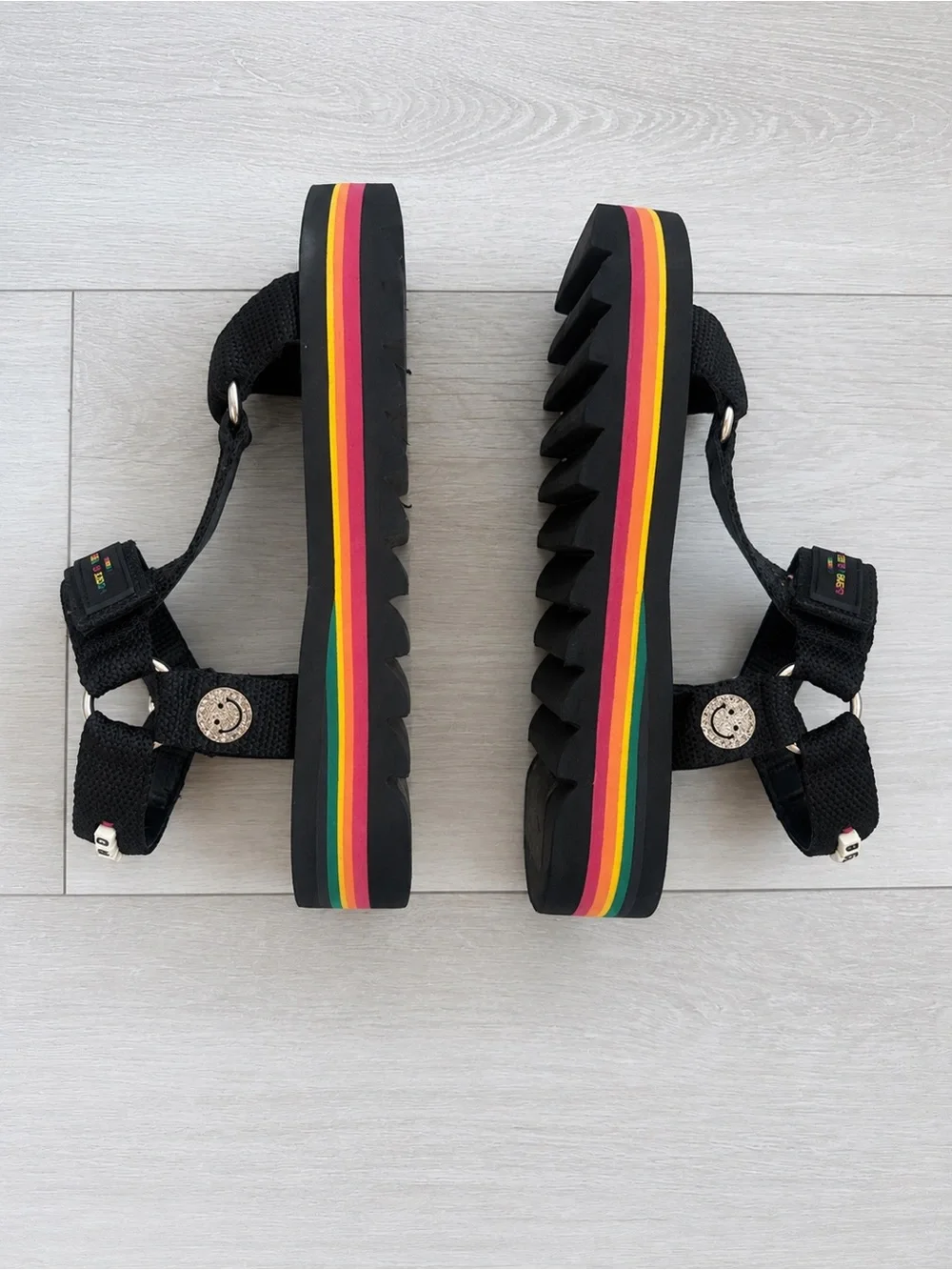 Kurt Geiger Mini Orla Sandals Girls Size 5 Black Rainbow Platform